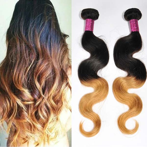 Grade 5A Monglian two tone ombre body wave cheap real hair extensions YJ19
